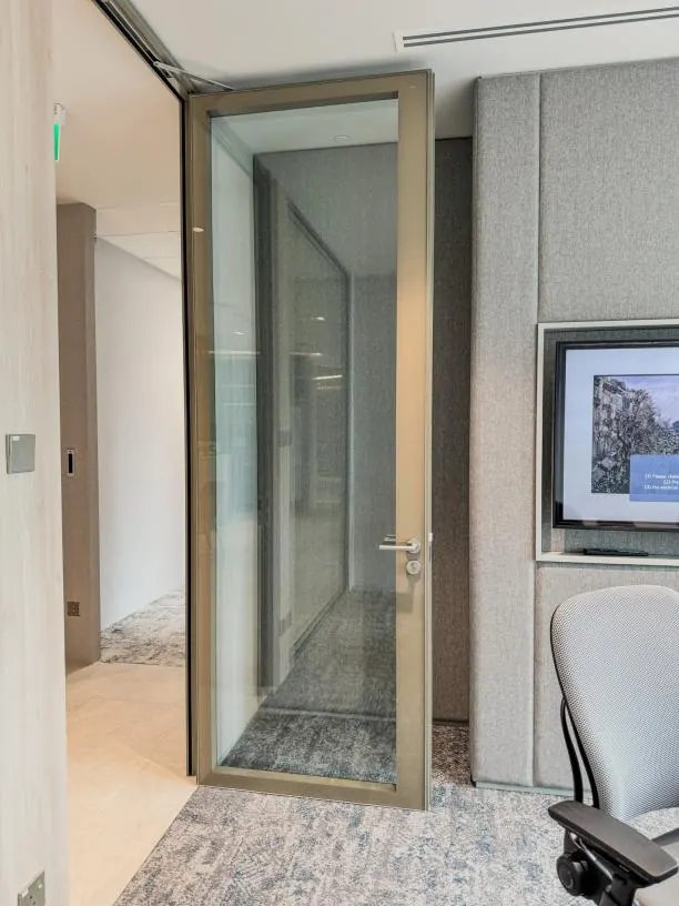 IOI Tower Office: timber-framed glass door