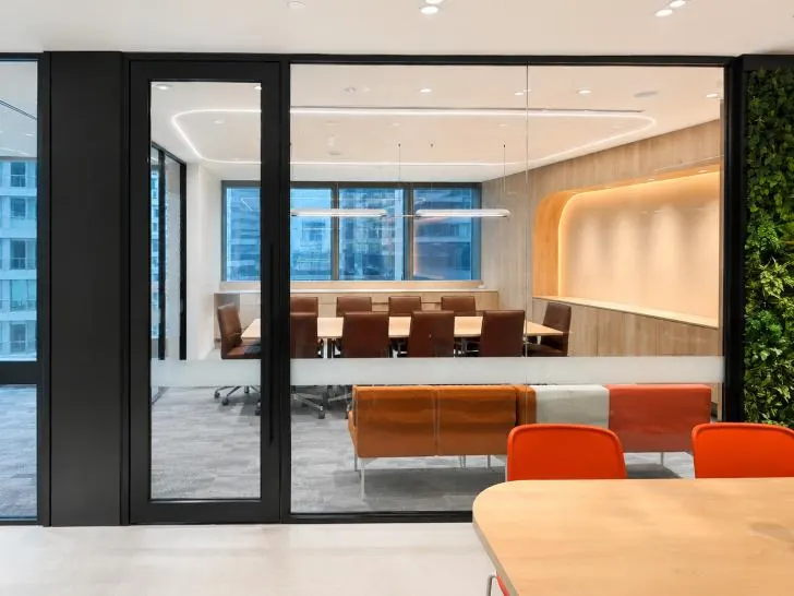 IOI Tower: boardroom behind black-framed glass partitions