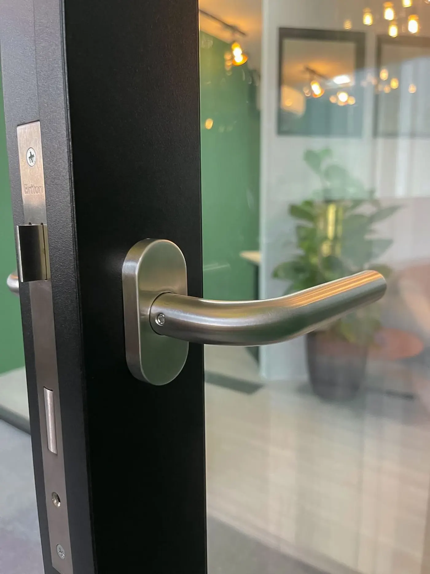 EPX glass door panel with lever handle